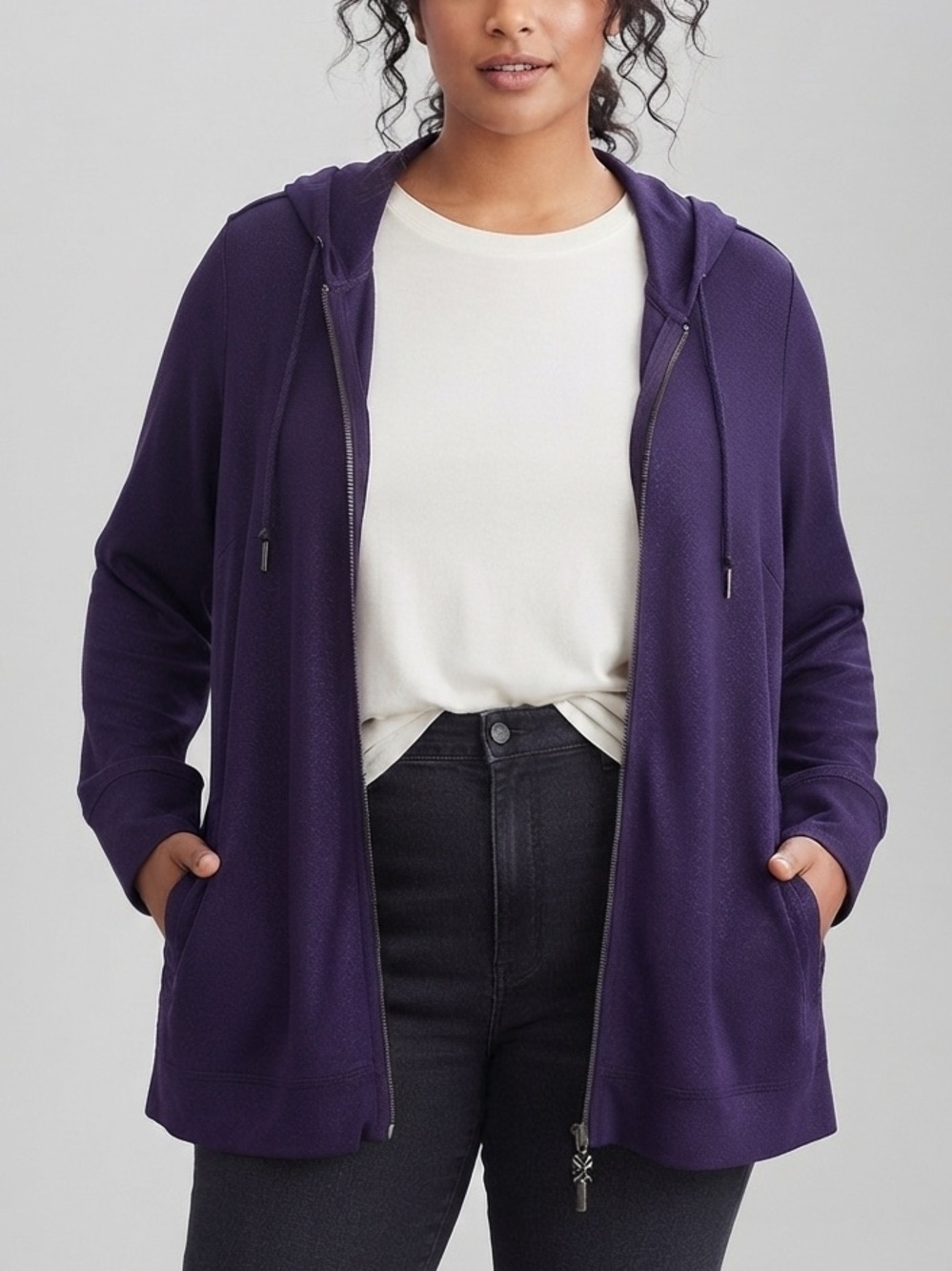 PENNINGTONS ACTIVE ZONE Purple Metallic Zip Up Hoodie 1X